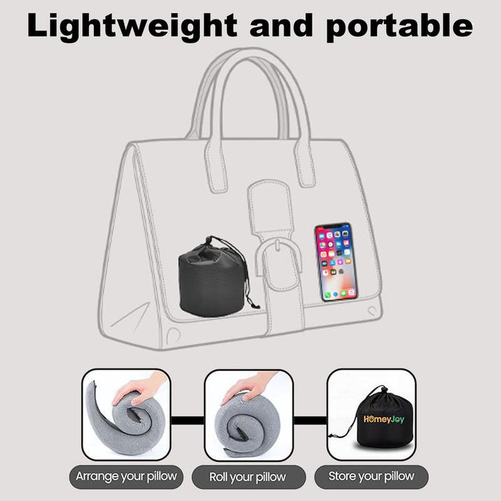 Travel Pillows for Airplanes, Premium Memory Foam Travel Pillow, 360º Ergonomic Design, Asymmetrical Sides, Travel Bag Included, Washable Cover