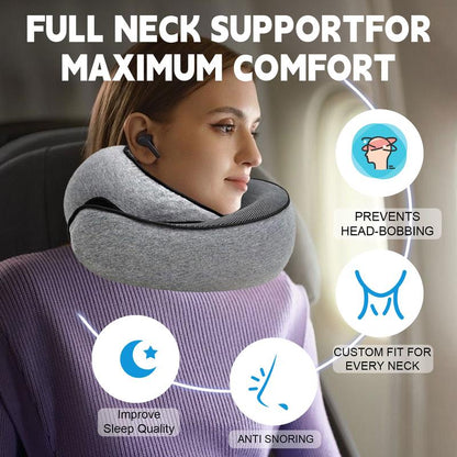 Travel Pillows for Airplanes, Premium Memory Foam Travel Pillow, 360º Ergonomic Design, Asymmetrical Sides, Travel Bag Included, Washable Cover