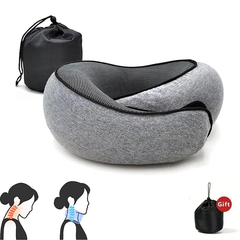 Travel Pillows for Airplanes, Premium Memory Foam Travel Pillow, 360º Ergonomic Design, Asymmetrical Sides, Travel Bag Included, Washable Cover